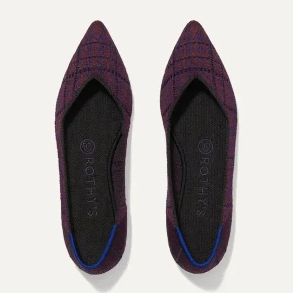 NEW Rothy's 2020 Limited Edition The Point Flats in Cranberry Plaid US Size 11W - Picture 1 of 4